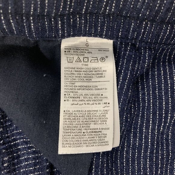 Old Navy Dark Blue Pinstripe Linen Blend Pull On Shorts L - Picture 4 of 5